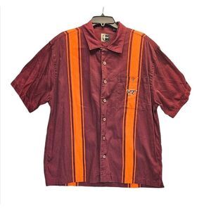 Virginia Tech VT Hokies Chiliwear Medium‎ Button Shirt Maroon Vertical Striped